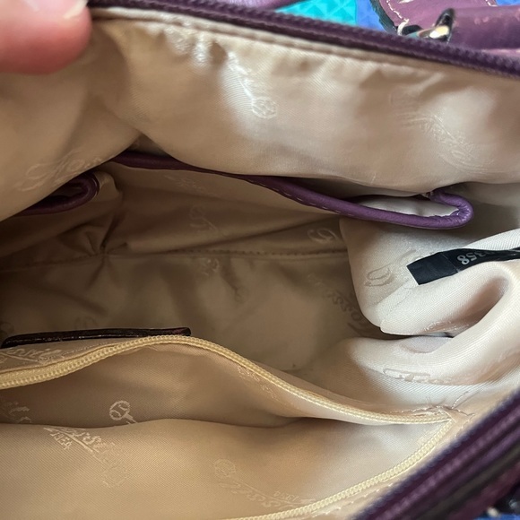 Fossil Y2K Pebbled Genuine Leather Purple Sz M Handbag - Picture 4 of 11